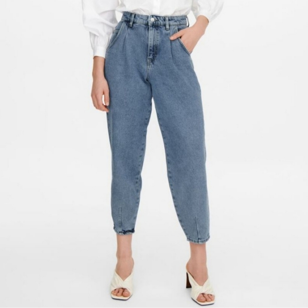 ONLY Onlverna Women's Bomb Balloon Baggy Jeans Light Blue Denim High Waist S/32